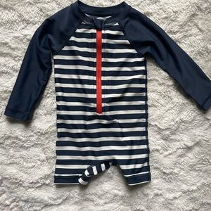 Tea Collection Baby Rashguard Navy and White Striped Swim Suit